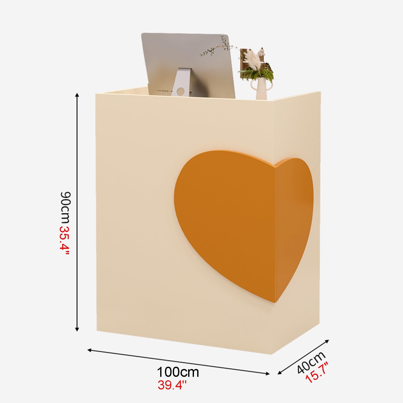 Bureau de réception modulaire pour magasins de vêtements et de fleurs, 90 cm de haut, panneau surélevé à trois côtés, tiroirs cachés avec serrure, design spacieux pour une nification optimale