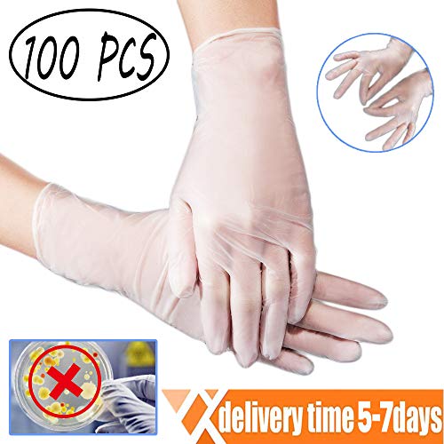 Preisvergleich Produktbild 100 Stück Ärztehandschuhe Einweghandschuhe - Virenschutz Handschuhe, latexfrei, puderfrei Schutzhandschuhe, Vinylhandschuhe (Transparent, aus PVC, Eine Größe)