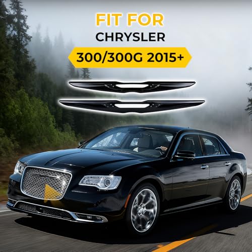 Image of Black Front Bumper Grille Emblem Cover Compatible with Chrysler 300 300C 2015+ Overlay Rear Badge Emblem Cover Trim Kit Exterior Accessories