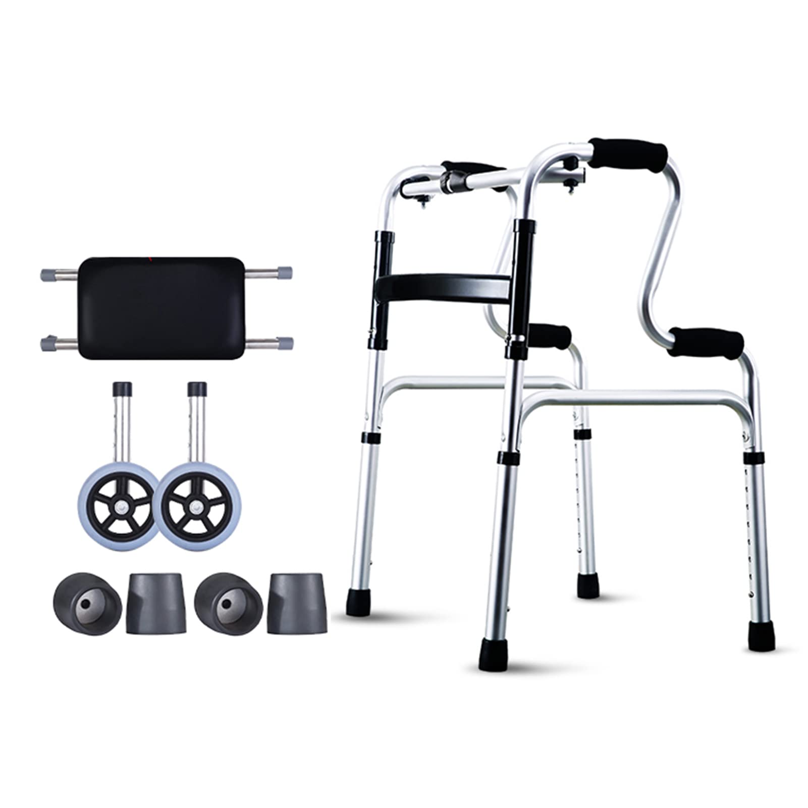 Walker for the Elderly Rollator z siedziskiem ze stopu aluminium Lekki i składany wspornik stojący Wymienne kółka