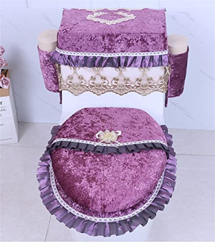 ZSMLB Plüsch-Toilettensitzbezug mit Spitzen-Toilettensitzbezug, warm, weich, Badezimmer-Toilettensitzkissen, universell – Bild 7
