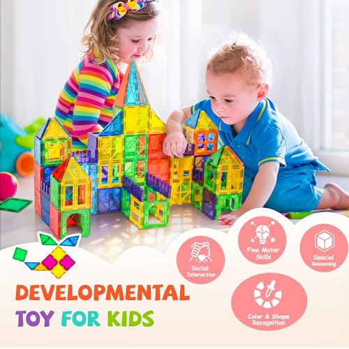 image for cossy 120Pcs Magnetic Tiles Magnetic 3D Building Blocks Set Educationa