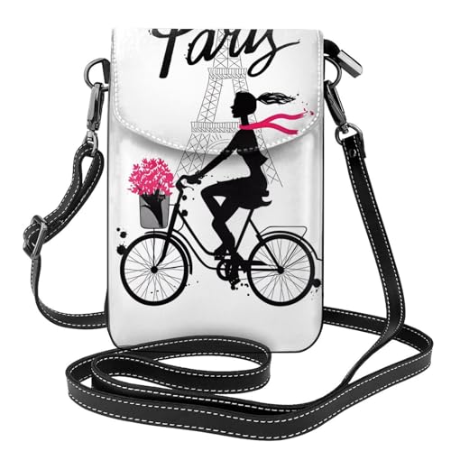 YYHHAOFA Bolso cruzado pequeño de cuero para teléfono celular, 19,3 x 12,4 cm, imagen de la Torre Eiffel de París, para caminar, acampar, ir de compras, viajar y uso al aire libre
