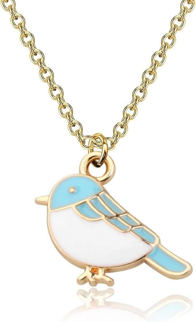 Amazon | FUSTMW 青い鳥ネックレス レディース 鳥のペンダント