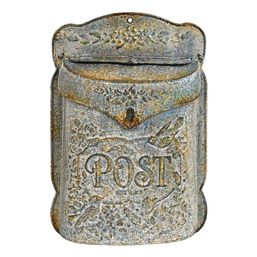 Z² BellaDecor Briefkasten Vintage Shabby Briefkasten Anthrazit Retro Postkasten Landhausstil Metall Wandbriefkasten Antik Stil Nostalgischer Garten Outdoor Deko