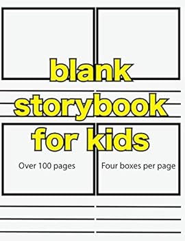 Paperback Blank story book (blank storybooks for kids) Blank books for kids to write stories and draw (4 square boxes, three lines per page) Chunky 8" x 11": ... lines, blank writing books, blank notebook Book