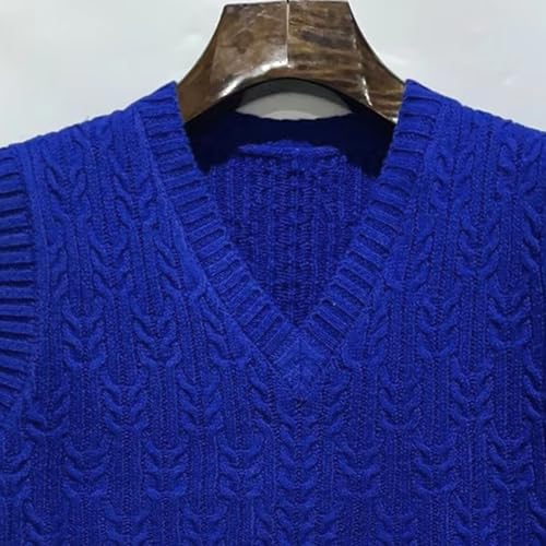 Men's Slim Fit V Neck Vest Casual Sleeveless Knitted Pullover Sweater Solid Twisted Pattern Vest4