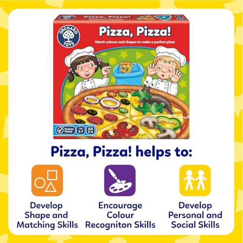 Image of Orchard Toys Pizza, Pizza Matching Board Game for Kids | Colour & Shape Matching Game | Educational Learning Toy | Teachers Tested Board Games | Preschool Board Games | Age 3-7 Years