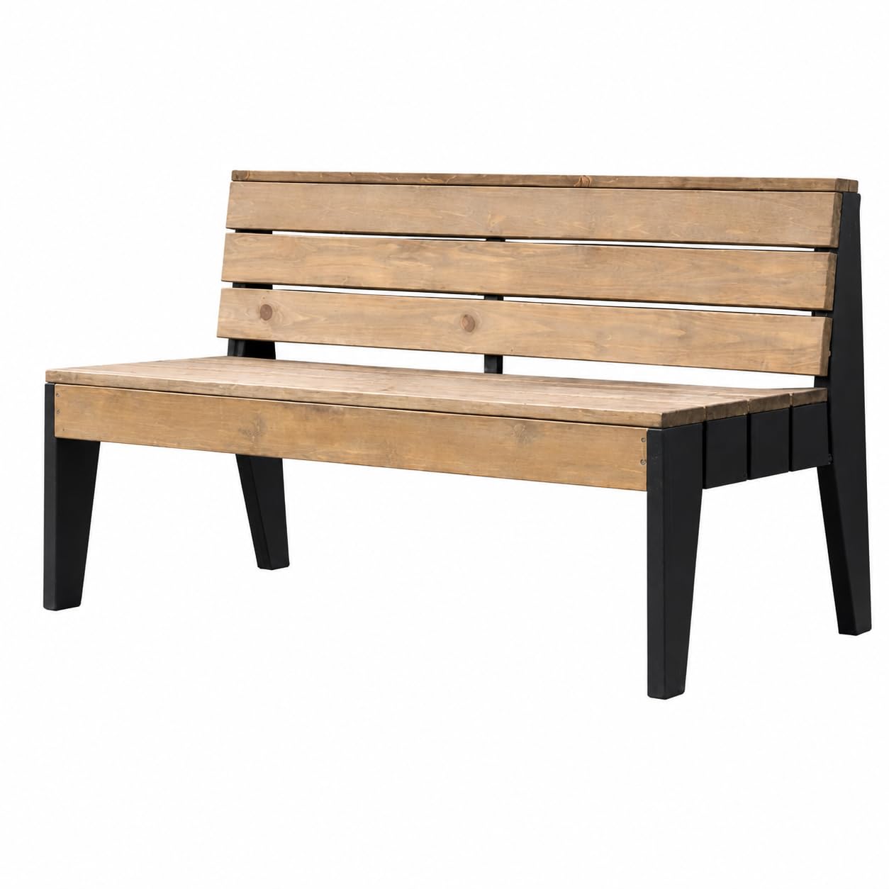 Panca da giardino da 150 cm, panchina da esterno in legno FSC/PEFC | resistente alle intemperie, con schienale e gambe nere, moderno mobile da balcone per terrazza, ingresso, SG SiestaGarden