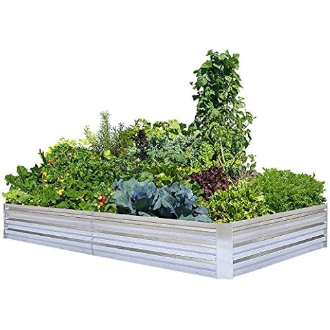 FOYUEE Galvanized Raised Garden Beds for Vegetables Large Metal Planter Box Steel Kit Flower Herb, 8x4x1ft Cover