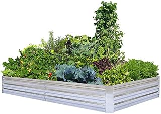 FOYUEE Galvanized Raised Garden Beds for Vegetables Large Metal Planter Box Steel Kit Flower Herb, 8x4x1ft