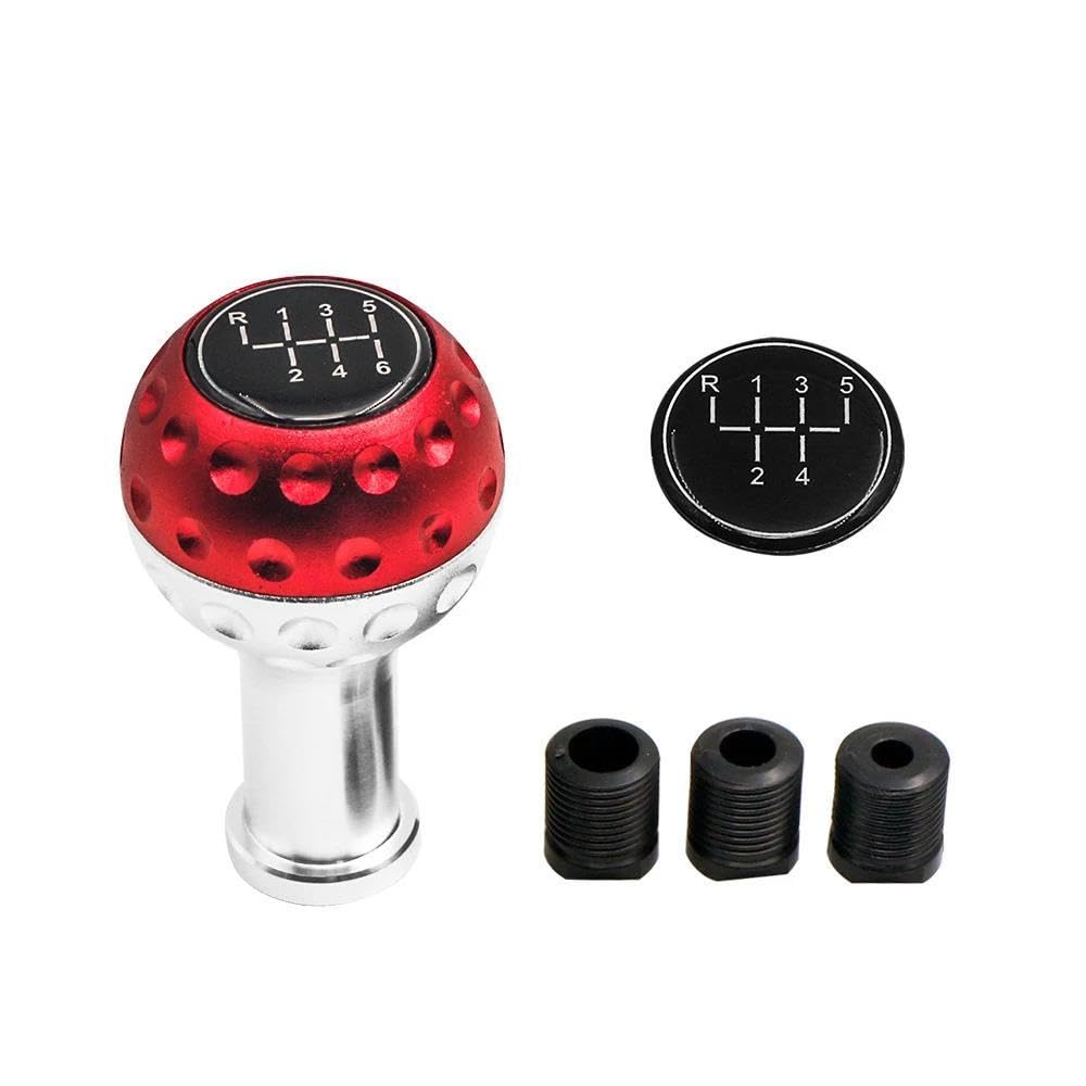 HYASDBWE 5/6 Speed Car MT Aluminum Manual Gear Shift Knob Gear Shift Shifter Stick Lever Headball Knobs Universal Gear Shifter Parts(Red)