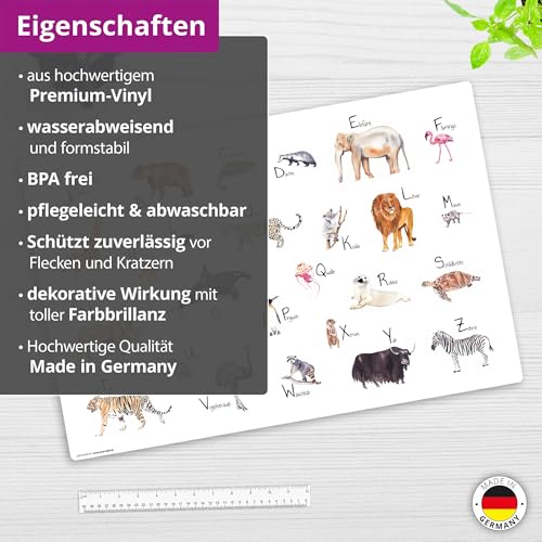 Children's Desk Pad - "Animal ABC" - Made of Premium Vinyl (Plastic - BPA Free) - 60 x 40 cm - Made in Germany - Image 3