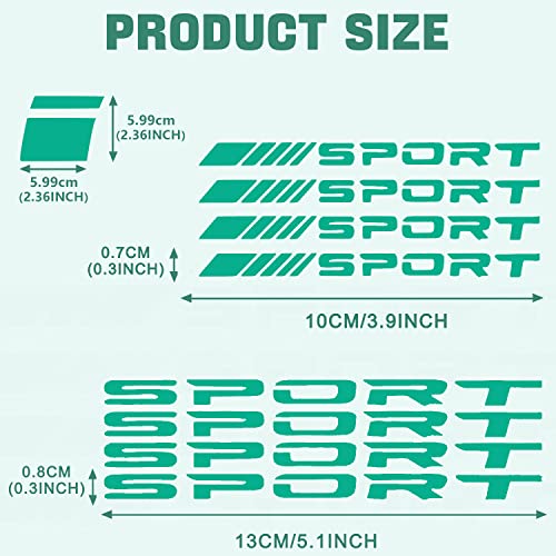 Image of Pincuttee 14pcs Car Decal Stickers,Wheel Rim Decal Sticker,Sport Logo Reflective Stickers,Sport Emblem Car Rear Bumper Sticker,Rear Mirror Decals for All Vehicles(Green,14PCS)