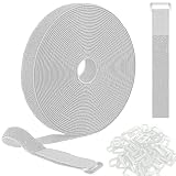 5m Sangles Auto-Agrippantes,Sangles de Câble,Attache Cable Réutilisables,Sangle de Cable a Boucle,Attaches de Câble Velcro,Sangle Cable Velcro,Attache de Câble en Nylon(Blanc)