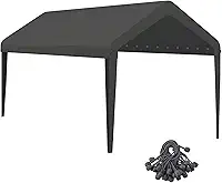 Dossel de substituição para garagem, tampa superior de substituição de 25 x 50 cm para moldura de garagem de 25 cm x 5 cm, dossel resistente 800D para carro à prova d'água e proteção UV com elásticos de bola (a moldura não está incluída) (cinza)