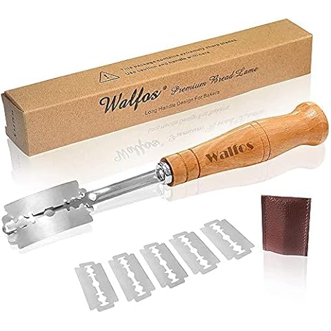 Walfos Bread Lame Premium Bread Scoring Knife, Handcrafted Bakers Lame Built for Bread Bakers, Perfect for Scoring Sourdough Bread, 6 Blades & Leather Protective Cover Included Cover