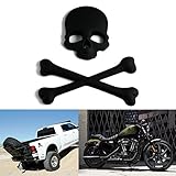 Xotic Tech Skeleton Crossbones Bones Skull Sticker Emblem Badge Decal for All Car/SUV/Motorcycle/Boat/Cruisers/Chopper (Matte Black 3D Metal)