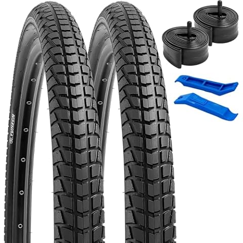 YUNSCM 2-PCS 26" Bike Tires 26x1.95/53-559 and 26" Heavy Duty Bike Tubes Schrader Valve Compatible with Mountain/Off Road Bike 26x1.75 26x1.90 26x1.95 26x2.0 Bike Bicycle Tires and Tubes (Y-918) Cover