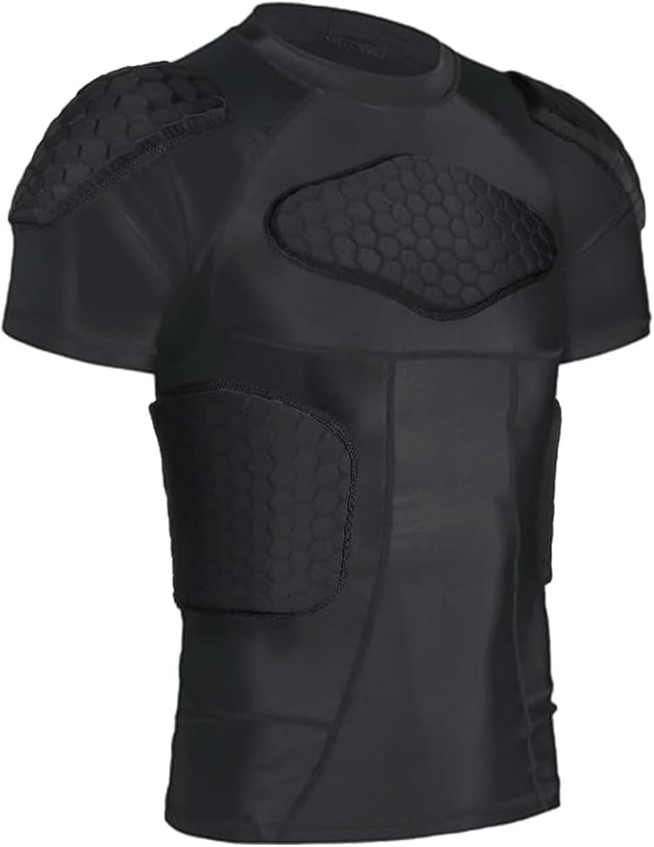 Camiseta acolchada de fútbol para hombre Protectores de costillas de fútbol Camiseta de compresión acolchada 6 almohadillas de fútbol Equipo de protección para béisbol Baloncesto Softbol