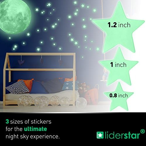 Glow in The Dark Stars for Ceiling, Glow in The Dark Stars and Moon Wall Decal, for Child's Rooms Wall Decor, 220 Big Bright Fluorescent Stars,Perfect for Kids Nursery Bedroom (Green) 5 51jtdR +e8L. AC