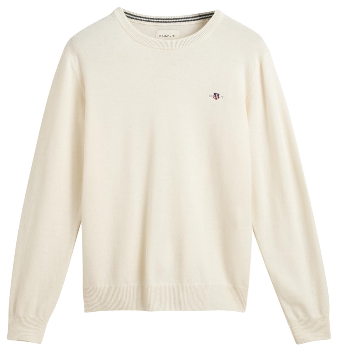 Gant Men's Cream Superfine Lambswool C-Neck Pullover, L