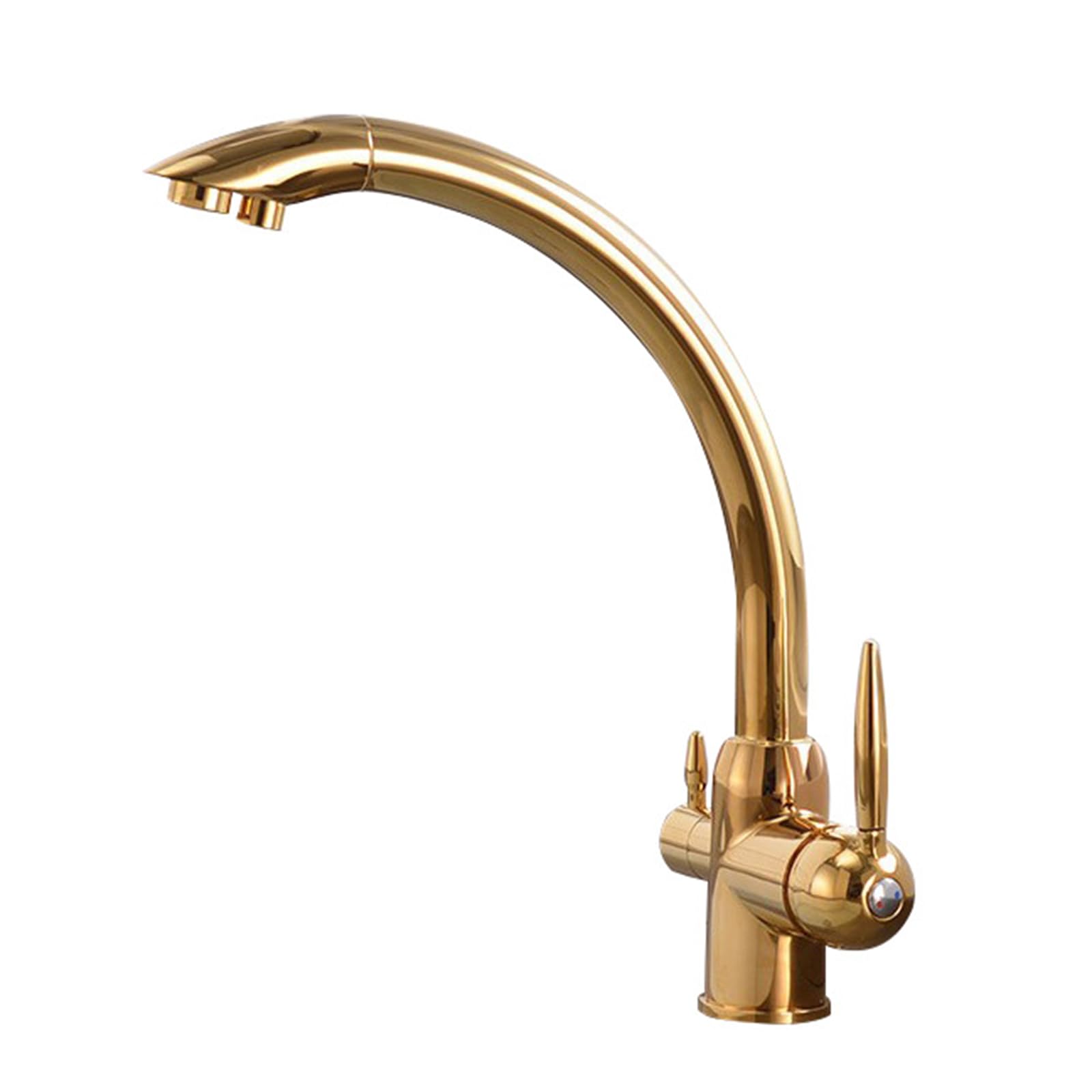 Robinet 3 voies de cuisine pivotant avec double sortie d'eau pure et laiton LWX