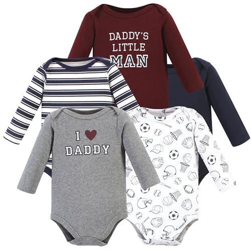 Image of Hudson Baby baby-boys Cotton Long-sleeve Bodysuits 5-pack