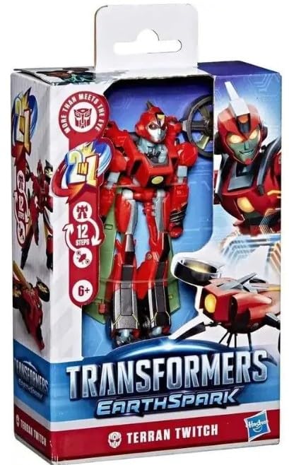 Transformers Toys EarthSpark Deluxe Class Terran Twitch - Figura de acción de 5 pulgadas, juguete robot para niños a partir de 6 años