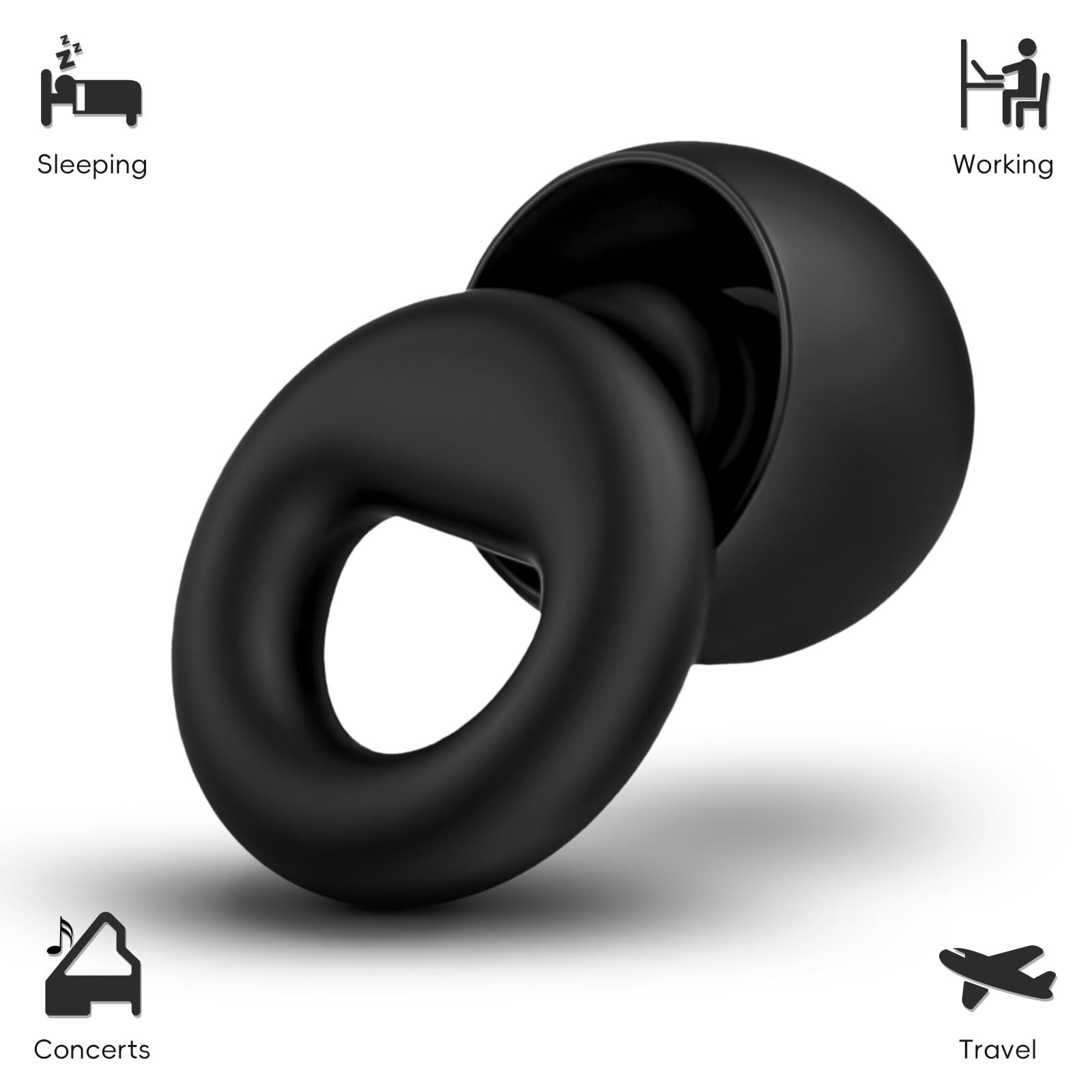 Tapones para los oídos con cancelación de ruido para dormir y concentración, nuevos tapones flexibles para los oídos para una mejor atenuación, 2 pares reutilizables, ideales para personas que duermen