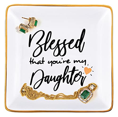 RELISSA Daughter Gifts from Mom and Dad - Ring Dish, Jewelry Tray, Gifts to Adult Daughter for Christmas, Valentine's Day Gift for Daughter Mother's Day, Daughters Day Gift