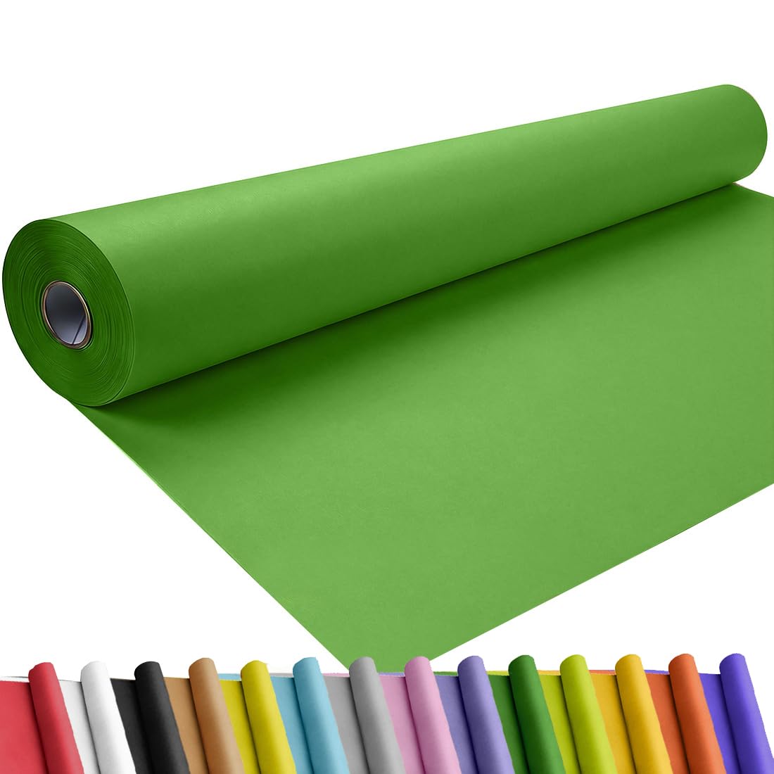 SMART&amp;CASUAL 48" x 1,500" (125') Medium Green Kraft Craft Paper Roll for Gift Wrapping Bulletin Board Bouquet Flower Art Packing Parcel Table Covering 80GSM 55LB (Medium Green, 48" x 125')