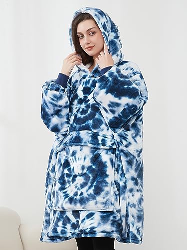 Image of KFUBUO Wearable Blanket Hoodie for Adults Sherpa All Patterns Oversized Sweatshirt Blanket with Pocket