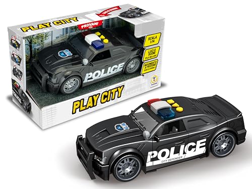 Teorema Giocattoli Play City Macchina Polizia Giocattolo, Macchinine per Bambini con Luci e Suoni Reali, Movimento a Frizione Potente e Porte Apribili, Scala 1:14, Ottimo Gioco bambini 3 Anni +