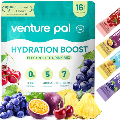 Image of Venture Pal Sugar Free Electrolyte Packet, Liquid Daily IV Hydration Powder | 5 Vitamins & 7 Electrolytes, Instantly Hydration Packets for Sports & Party Recovery, Vegan, Keto Friendly, 16 Sticks