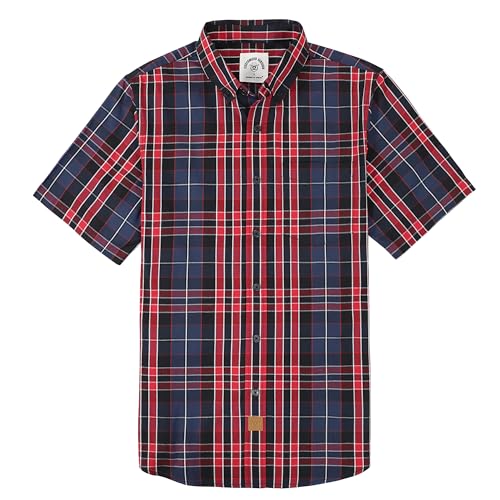 Image of Dubinik Mens Short Sleeve Button Down Shirts Soft Breathable Summer Vintage Regular Fit Lightweight Men's Casual Shirt