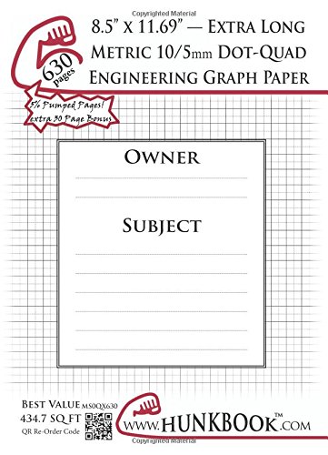 Engineering Graph Paper (630pages/White): Metric 10/5mm Dot-Quadrille - ExtraLegal Size