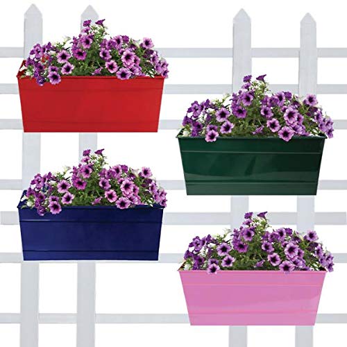 TrustBasket Rectangular Railing Planters (Red, Green, Blue, Magenta, 12 Inches) -Set of 4 |Heavy Duty Highly Durable Plant Container Gamla for Indoor Home Decor & Outdoor Balcony Garden (B07L6CBPRL) Amazon Price History, Amazon Price Tracker