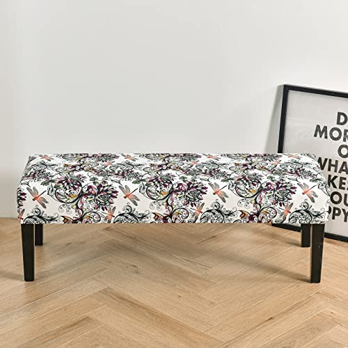 Haoyong Dining Bench Cover Piano Chair Cover Stretch Spandex Bench Seat Cushion Slipcovers Printed Bench Slipcover Machine Washable Bench Seat Protector For Living Room Bedroom Kitchen #TOP6
