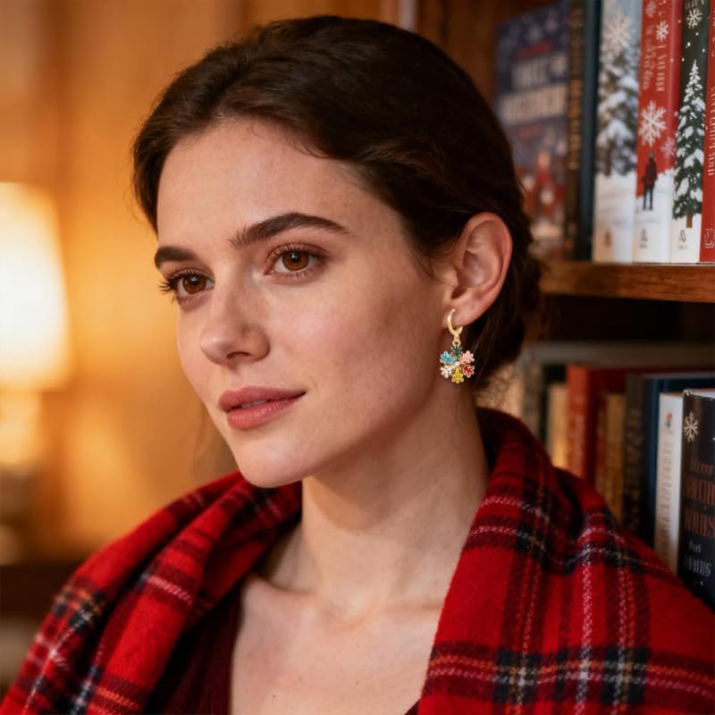10 Pairs Christmas Snowflake Earrings Set for Women Silver and Gold Plated Festive Winter Dangle Earrings Glitter Enamel Crystal Xmas Jewelry Party Gifts - Image 4