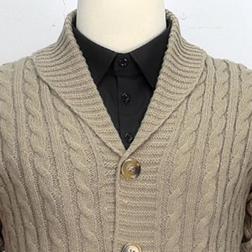 Men's Cable Knit Open Front Sweater Button Down Casual Fashion Long Sweater Cardigan Solid Outdoor Sweaters4