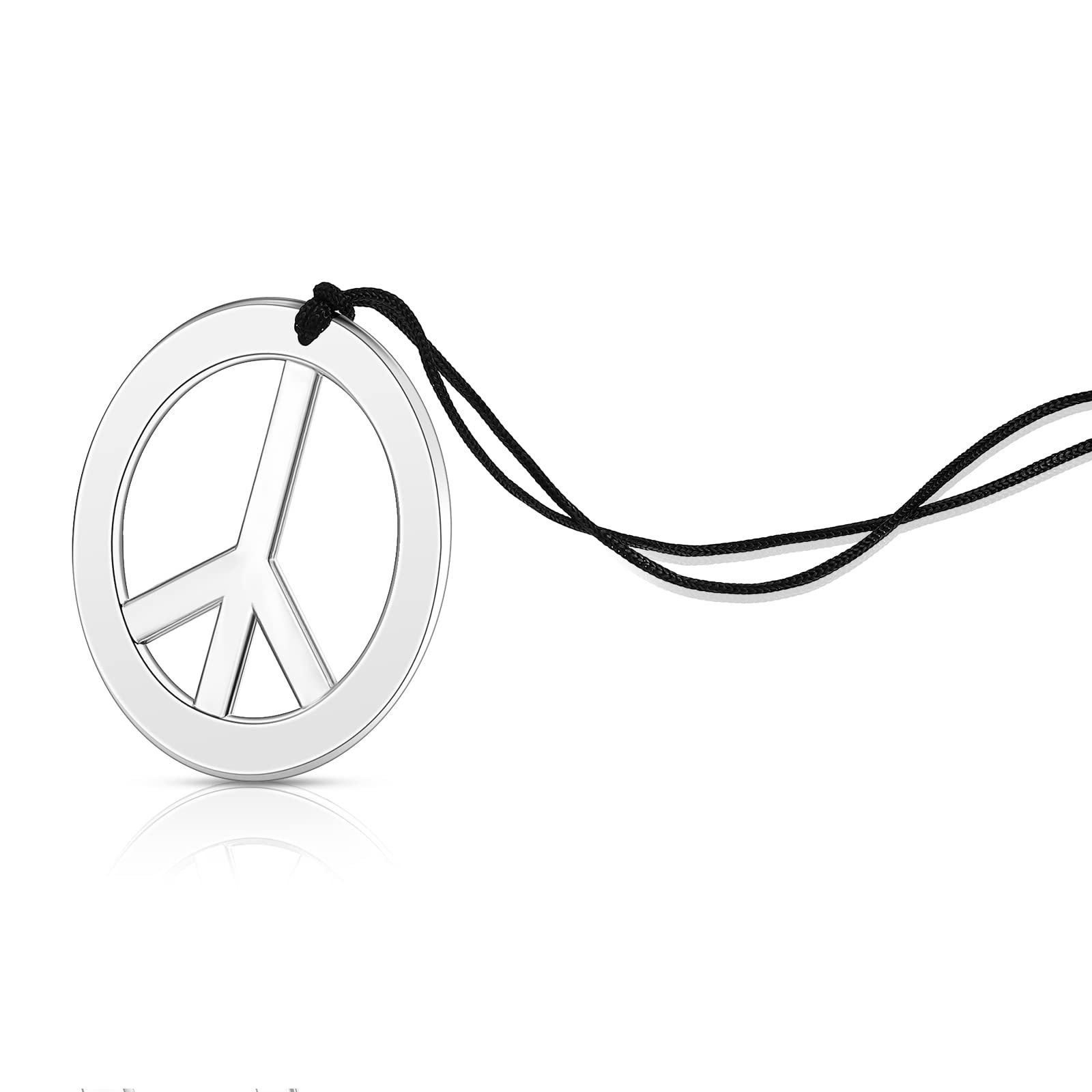 HerdearHippie Style Peace Sign Necklace Peace Sign Necklace Hippie Necklace 1960's Hippie Peace Sign Necklace Peace Sign Medallion for Hippy Costume Set, Silver