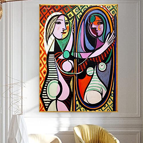 Cuadro de Picasso Chica ante un espejo en lienzo decorativo de 60x80cm sin marco