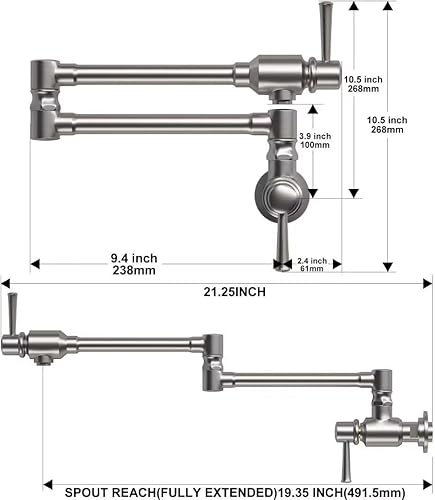 Miniatura 2 de IMLEZON - Grifo de llenado de ollas de acero inoxidable para montaje en pared comercial, grifo de fregadero de cocina plegable y elástico con un