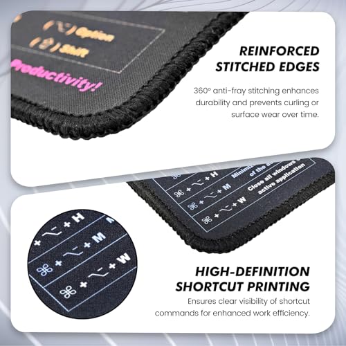 Image of Zooylx Mouse Pad for macOS - 11.8 inchx9.8 inch - Mac Cheat Sheet for MacBook Pro, Air & iMac - Portable Desk Mat with Sequoia & Sonoma Commands - Waterproof, Stitched Edges