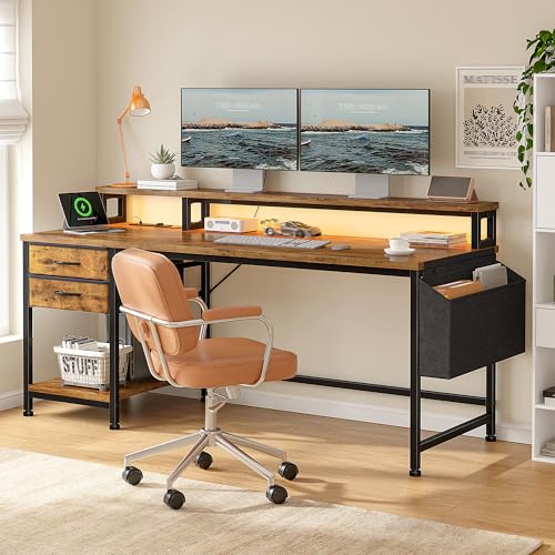 Image of DurayLoly 55 inch Small Gaming Desk with Remote Control RGB Light for Teen Gamer,10m Full-Color Strip with Wireless Remote,20 Dynamic & 20 Lighting Modes, Effortless Control to Level Up Your Gaming Vibe