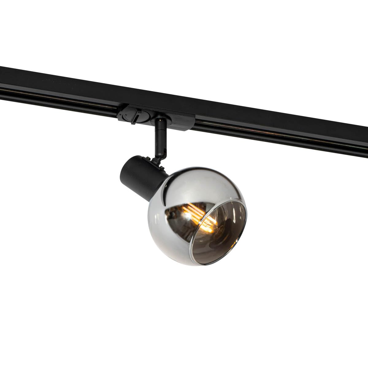 Qazqa Black Modern Rail Track Light, Track Light - Iconic - Round, E14, 10Cm, Office And Kitchen