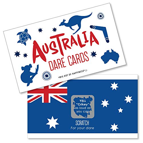 Big Dot of Happiness Australia Day - G'Day Mate Aussie Party Game Scratch Off Dare Cards - 22 Count