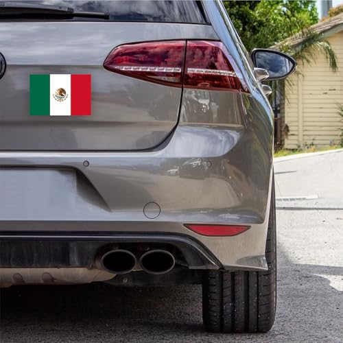 Image of Mexican Flag Car Magnet 2-Pack 4 inchx6 inch - Mexico Vinyl Decal with Eagle Emblem | UV Resistant Automotive Sticker for Truck /SUV /Vocho Classic Cars