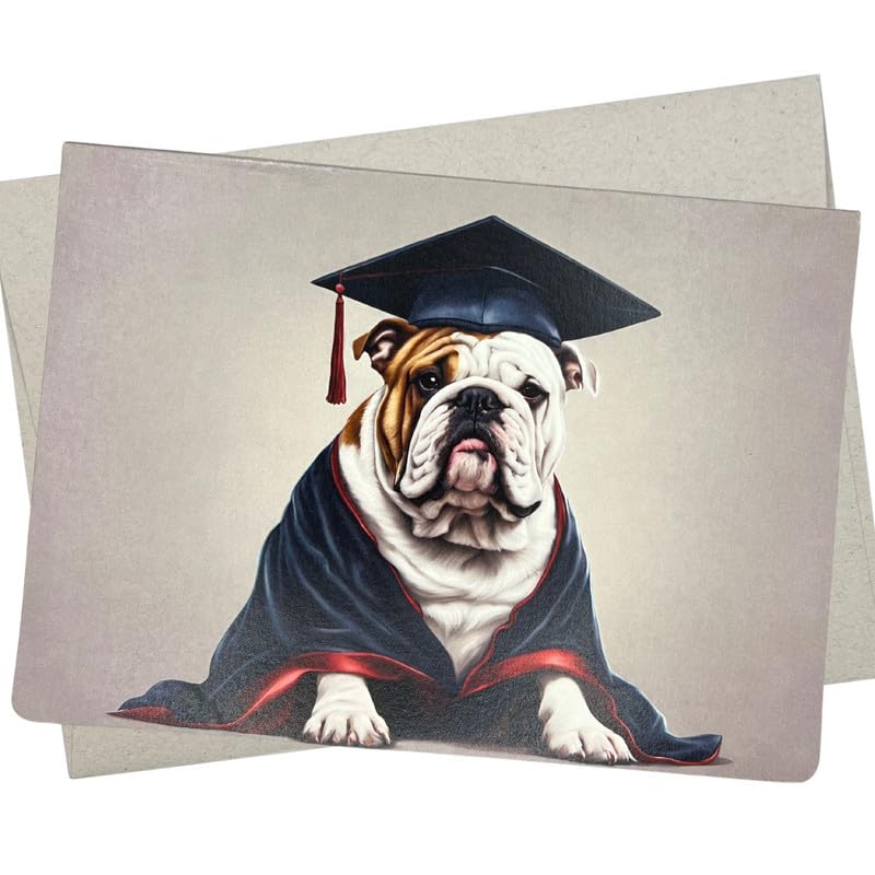 Whitman and Daughter Dog Graduation Card, Bulldog College Graduation Note (1 Premium Card, 5X7 Inches) say proud of you for nurse, police academy,